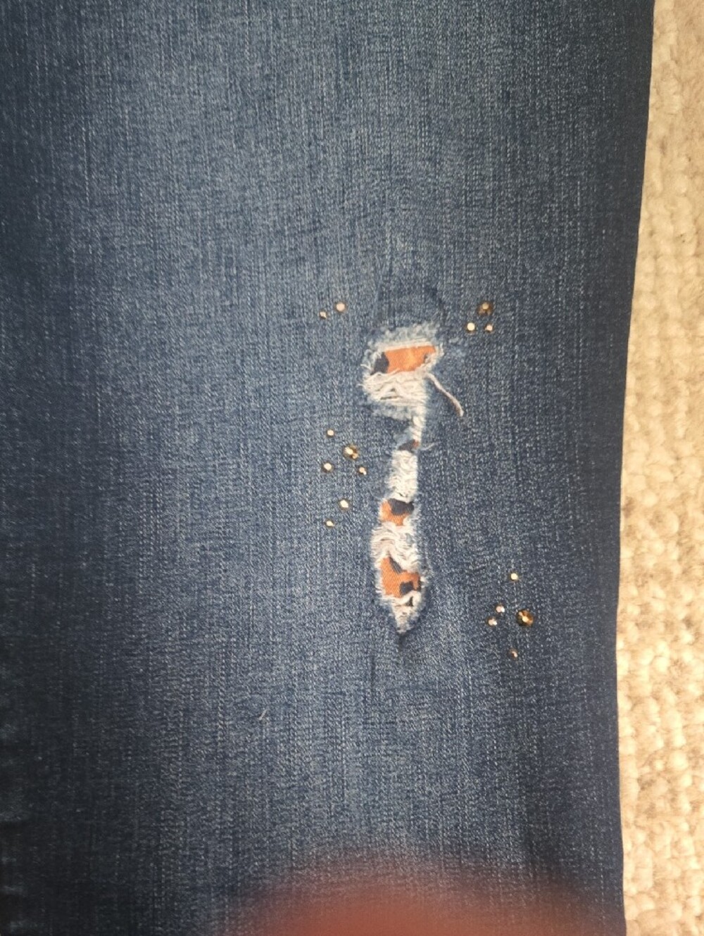 Chico's Dark Blue Boyfriend Jeans with Leopard Cuff - Picture 4 of 9